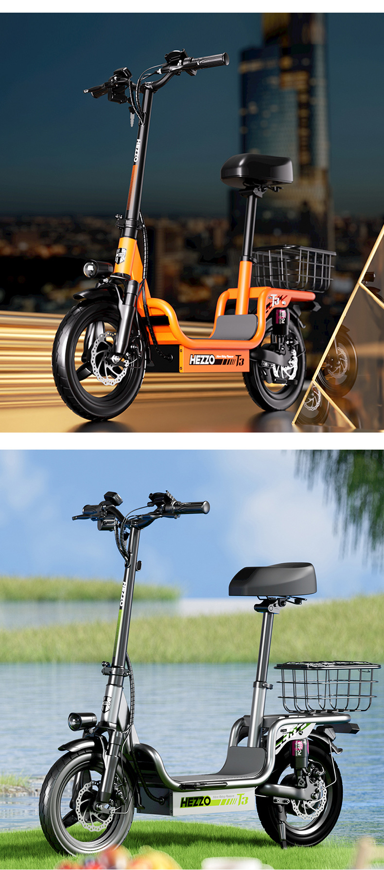 HEZZO foldable electric car 48v15ah scooter long endurance electric scooter overseas warehouse a generation of hair