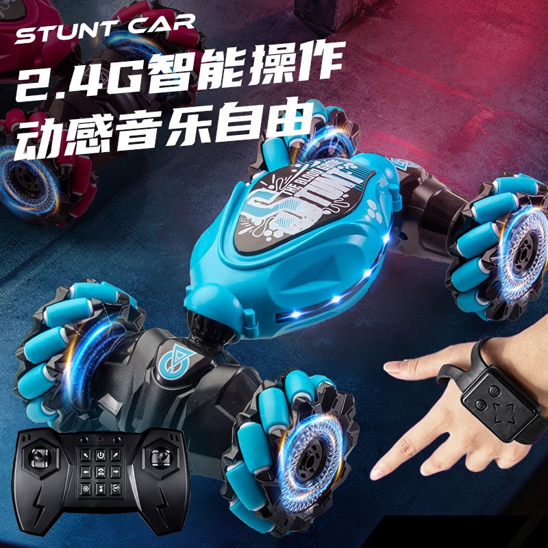 Coche de Transformación con Control Remoto por Gestos - Con Efecto de Luz y Spray, para Niños