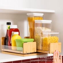竹木厨房抽拉式调味架可推拉家用台面调味料收纳置物架桌面收纳架
