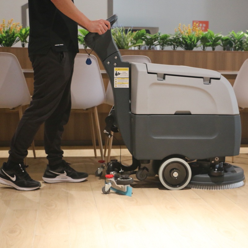 易科灵静音手推式洗地机 餐厅超市办公适用 即干高效小型商用清洁