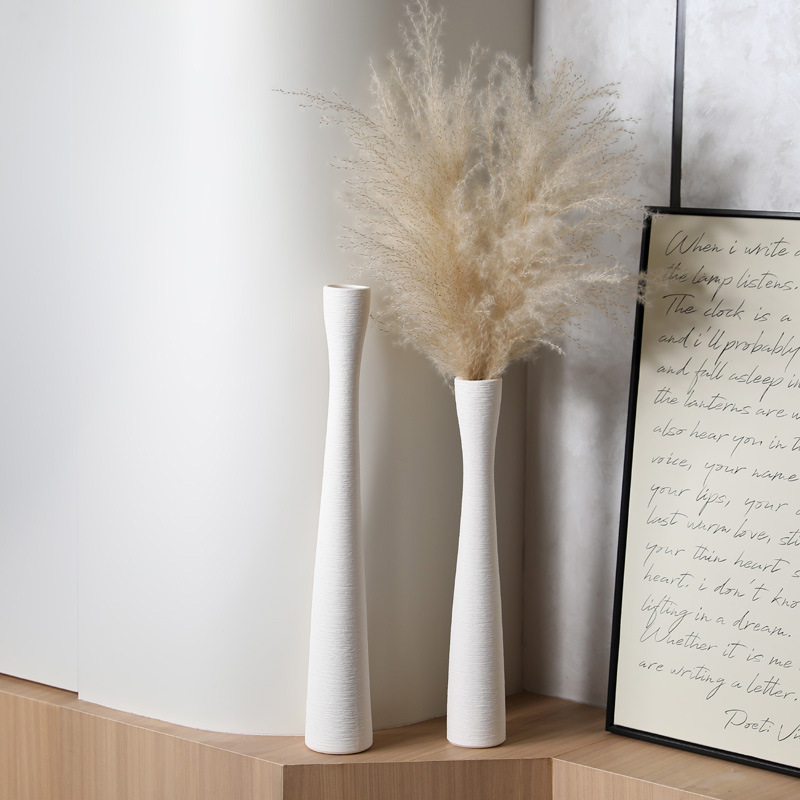 Vaso de cerámica simple y delgada larga larga rama larga flor grande arreglador de flores gabinete de televisión gabinete de entrada decoración doméstica