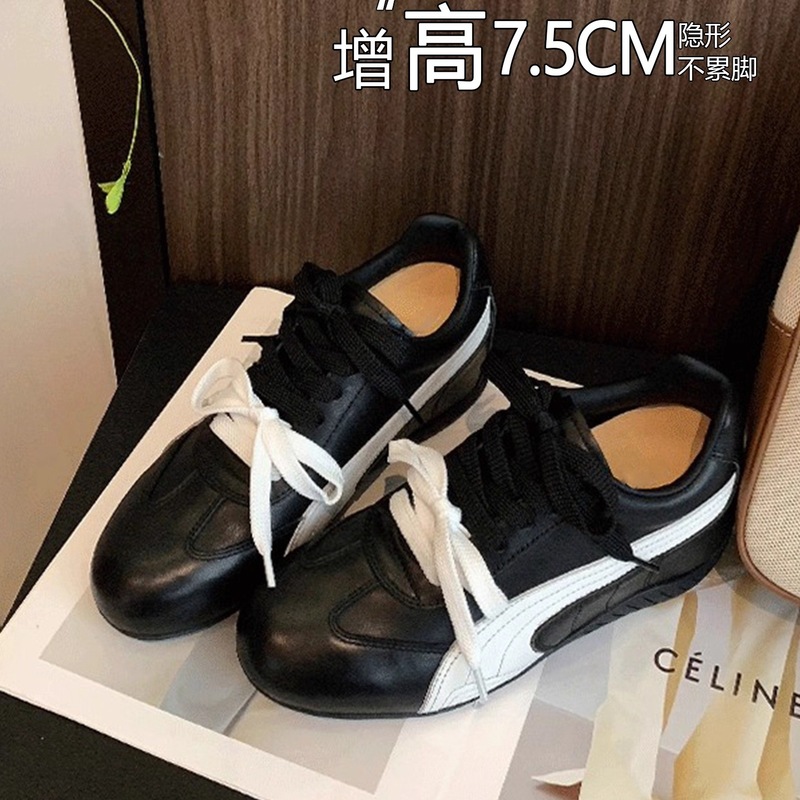 真皮复古内增高双色带德训鞋女休闲百搭时尚透气运动鞋阿甘鞋单鞋|undefined