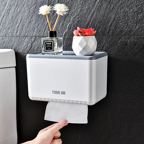 Creative toilet paper holder bathroom toilet side wall-mounted tissue box roll paper box tissue holder no punching paper holder