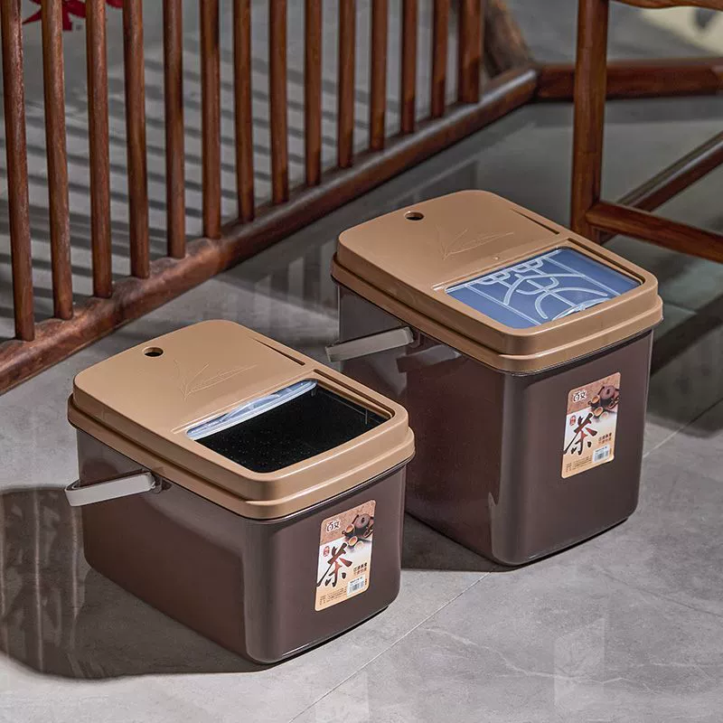 Bucket, transparent garbage can, plastic tea set with accessories