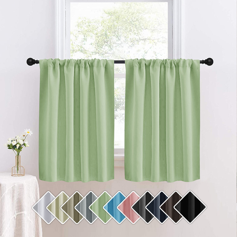 Cross-border new in stock generation solid color high precision short curtain finished blackout curtain kitchen partition curtain coffee curtain Cross-border new in stock generation solid color high precision short curtain finished blackout curtain kitchen partition curtain coffee curtain