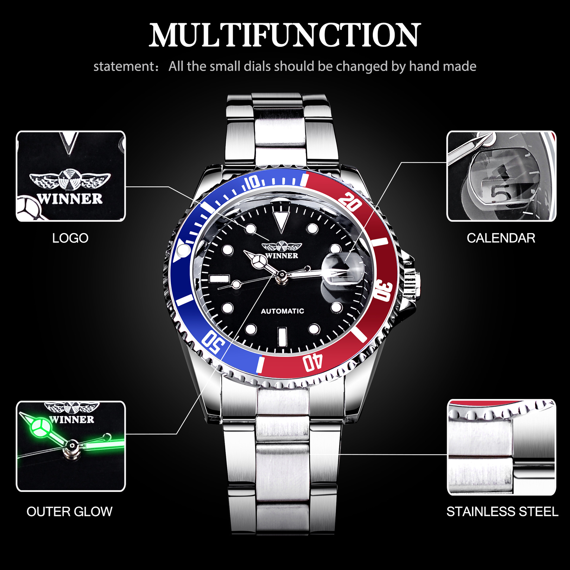Men's Automatic Mechanical Watch With Stainless Steel Strap_voghion.com