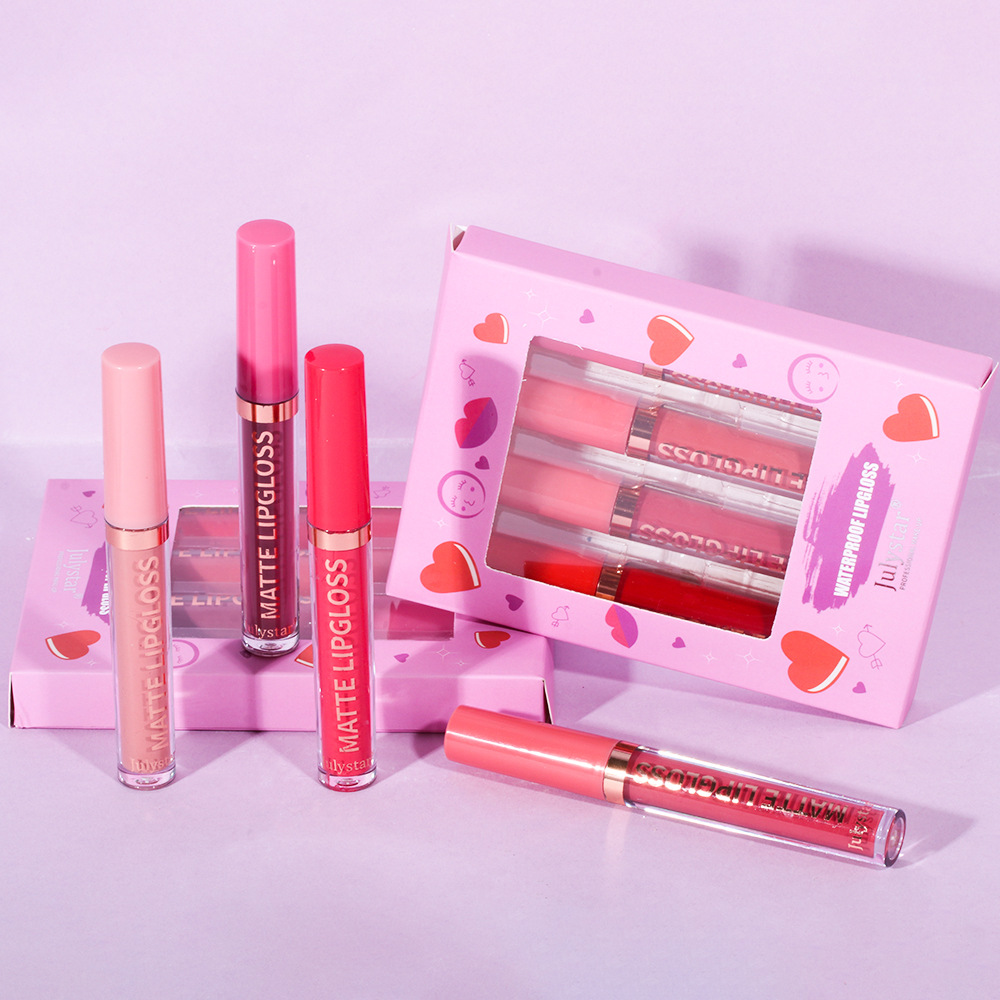 carina Velvet lipstick with matte finish, natural and long-lasting, fading, non stick to cup lip glaze set box_voghion.com