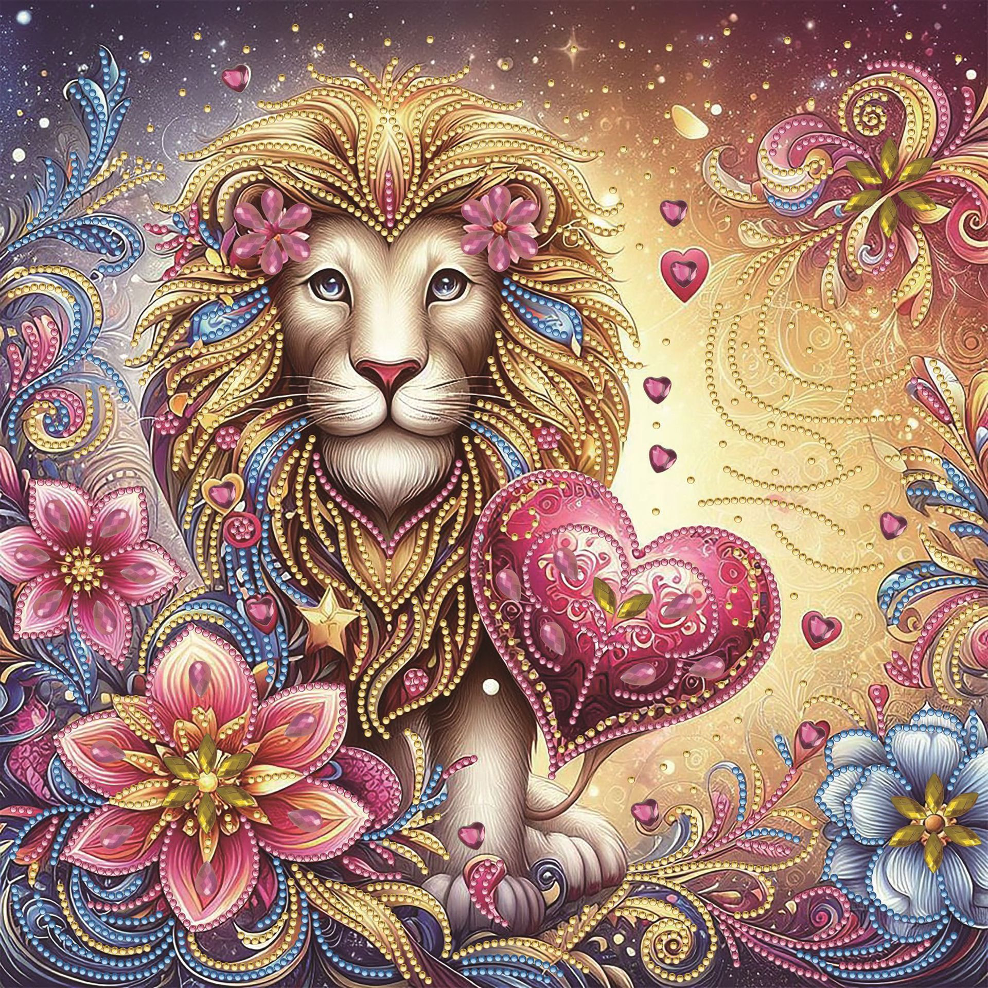 Pintura artesanal con diamantes