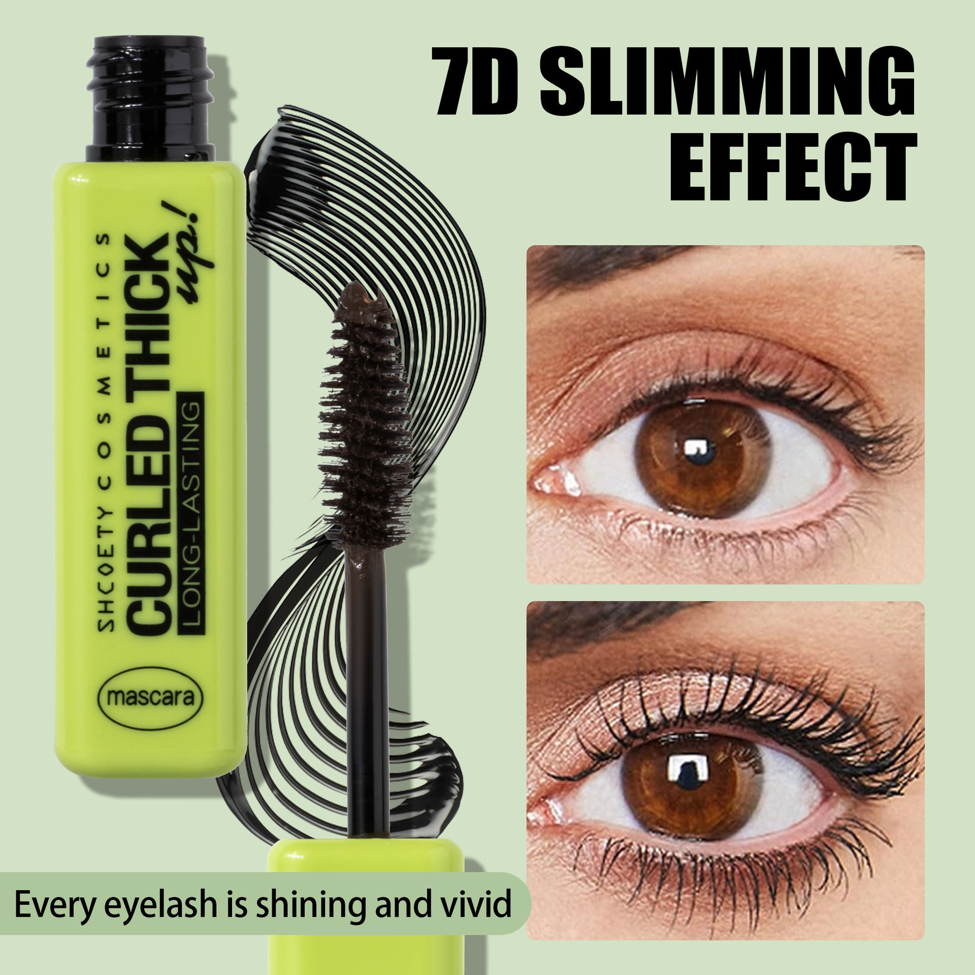 SHCOETY Cross-border 7D Mascara is waterproof, does not smudge, naturally slender, thick, long-lasting, and curls eyelashes as a base undefined
