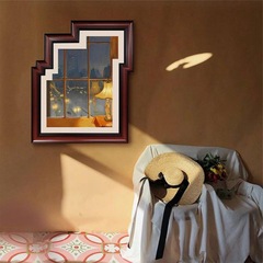 French retro wall art, light luxury home dining room vertical high-end wall painting, irregular frame, European creative decorative painting