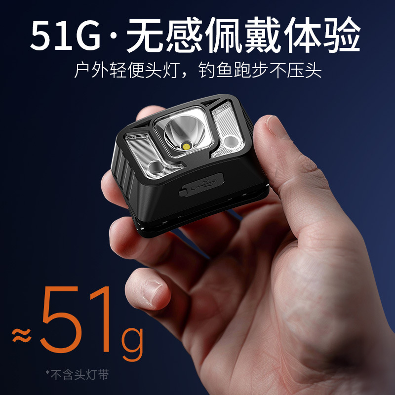 Fábrica de fuego directo al aire libre portátil faro rojo y blanco doble fuente de luz casco cargador faro mayorista