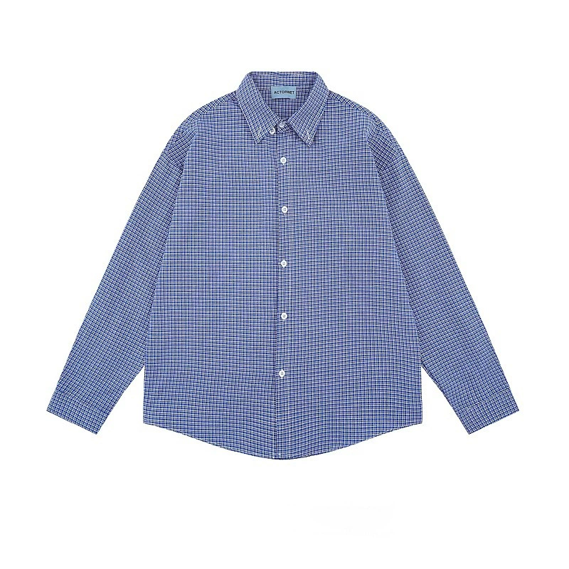 Американский прилив синяя клетчатая рубашка с длинными рукавами мужская весна осень новая ретро уличная свободная рубашка cleanfit