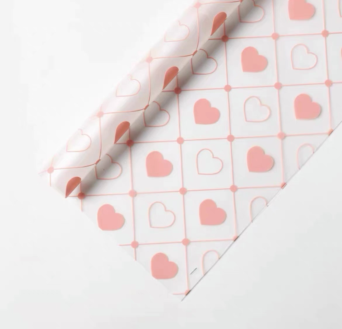 Li Zhi Ran Día de San Valentín nuevo amor lanzamiento de película de gelatina transparente impermeable papel de embalaje de flores papel de niebla