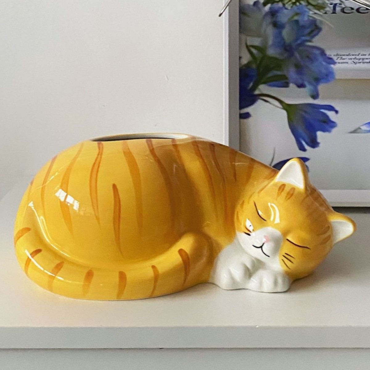 猫のティッシュの箱の陶磁器は紙の箱の玄関を引き出して家に入ります。
