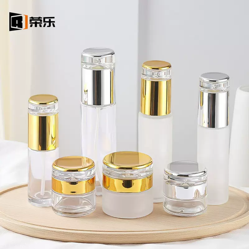 粉底液瓶50ml透明玻璃乳液瓶30ml按压爽肤水喷雾瓶膏霜分装瓶跨境