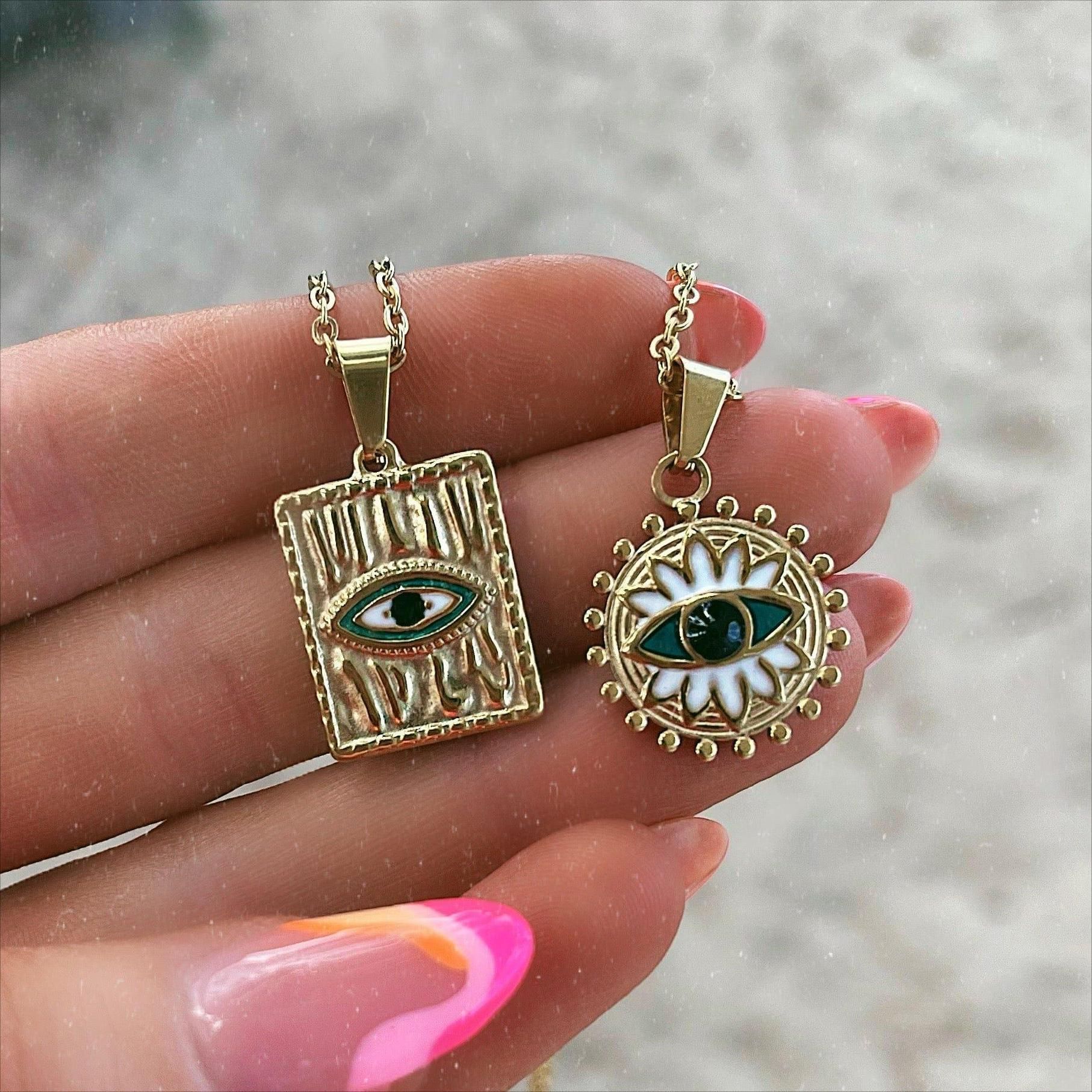 Fashion Devil's Eye Titanium Steel Enamel Plating Pendant Necklace Colorza_colorza_5