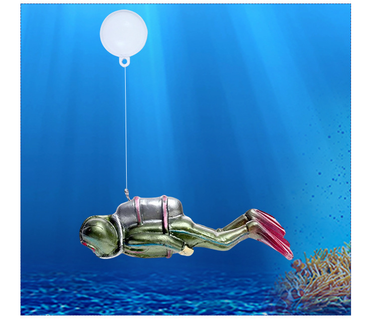 Tanque de peces decoración del paisaje pequeña decoración flotante Diver azul grasa reloj tanque de peces paisaje mundo submarino