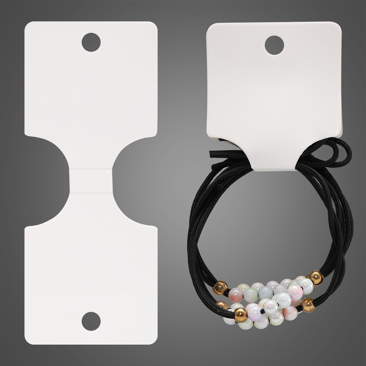 400g白卡纸加厚空白无印刷弧形对折卡5*12cm发圈首饰包装饰品卡头