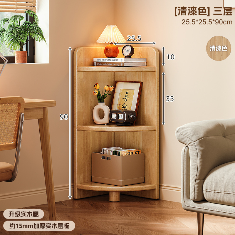 Gabinete de esquina de madera maciza estante de esquina contra la pared gabinete estrecho triangular armario de almacenamiento para el hogar estante de esquina en forma de abanico