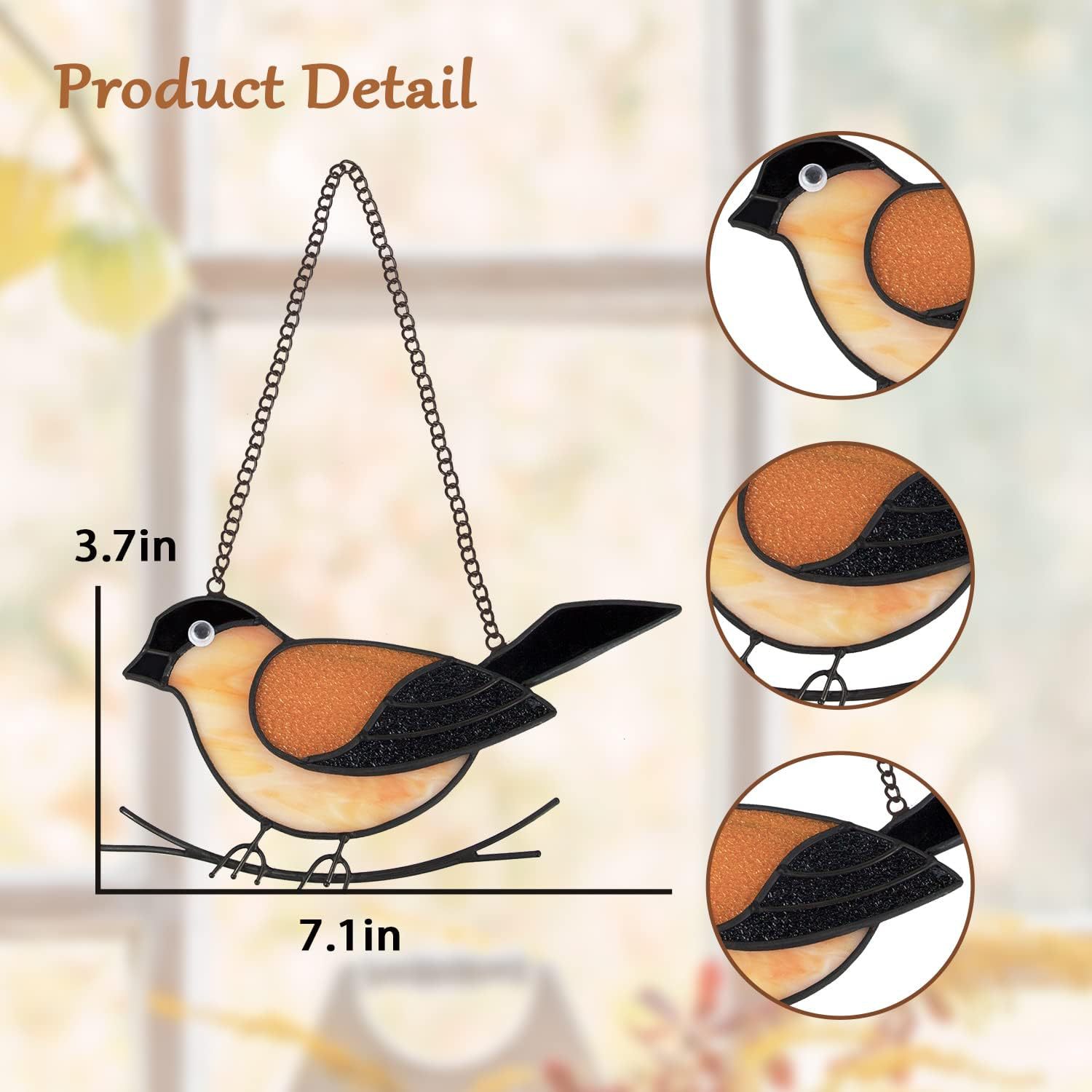 Colorful Acrylic Hanging Light Catcher Garden Window Decoration, Gift For Bird Lovers_voghion.com