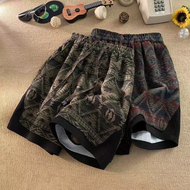 Summer Men's Stylish Loose Fitting High Waisted Casual Shorts Versatile Straight Leg Five Point Pants_viptrois.com