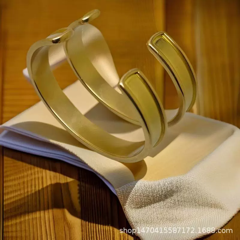 现货 手镯实心黄铜 欧美开口凹槽铜男女老少创意手环饰品量大优惠