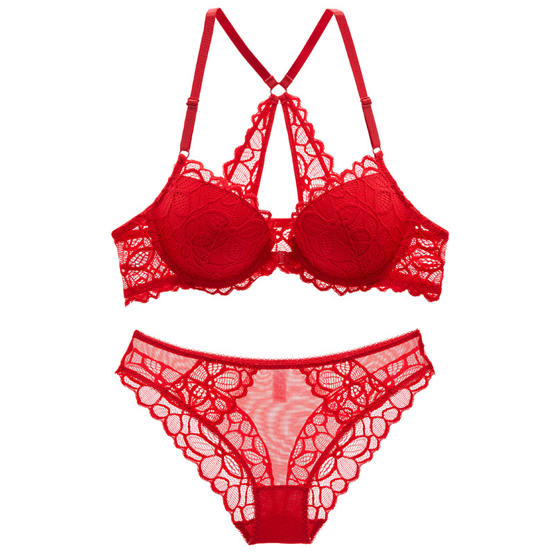 Hebilla frontal de encaje ropa interior traje de mujer delgada belleza espalda pura quiere empujar hacia arriba colección de mama traje de sujetador hueco