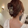 Advanced hairgrip with bow, hair accessory from pearl, crab pin, shark, high-quality style, new collection, with little bears, wholesale