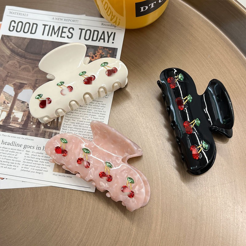 Elegant Shark Hairpin With Cherry Flash Diamond For Women_voghion.com