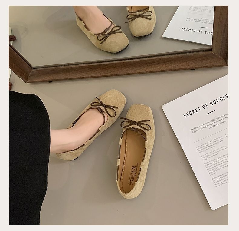 French-style Ballet Flats For Women, 2026 New Model, Paired With Skirts, Vintage Bow Flat Shoes, Shallow Slip-on Loafers_vogvips.com