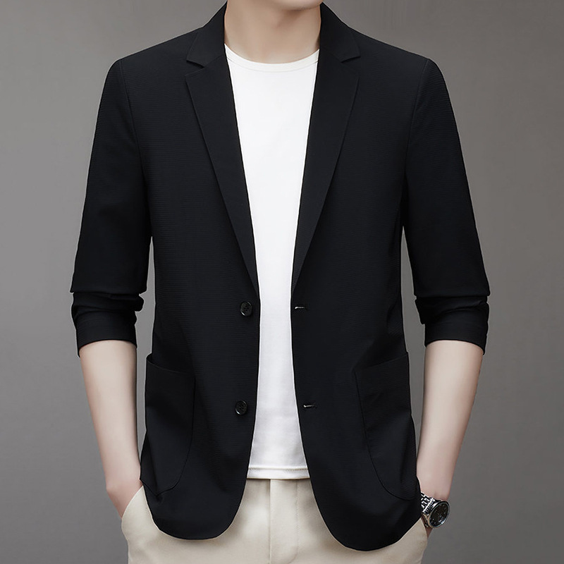 Casual Suit Men's Summer Thin Ice Silk Sunscreen Clothing Middle-aged and Young Men's Fashionable Western Men's Coat Sunscreen Small Suit