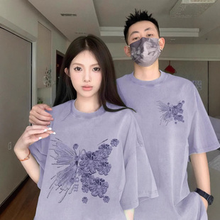 Summer Cotton Short-sleeved T-shirt Couple's Lazy Style Loose Niche Design Sense Men's and Women's Top Student Fashion Brand Class Clothes