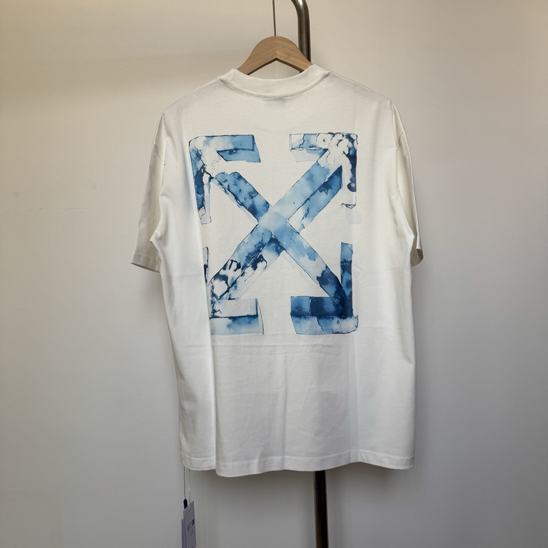 New high street trendy OW ink ice cube arrow print round neck loose fit short sleeve T-shirt, popular and versatile for couples New high street trendy OW ink ice cube arrow print round neck loose fit short sleeve T-shirt, popular and versatile for couples