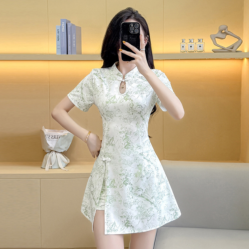 Spa Technician Work Clothes Sexy Soft Health Center Foot Bath Foot Massage Shop New Chinoiserie National Style Cheongsam Dress for Women