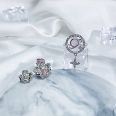 甜酷風粉色花朵幾何星球開口戒指女氣質小眾設計高級感冷淡風指環