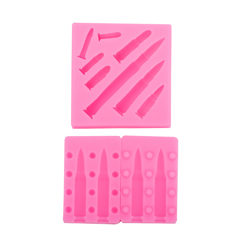 Pistola metralleta ametralladora tamaño bala de silicona molde juego tema pastel chocolate fondant Decoración