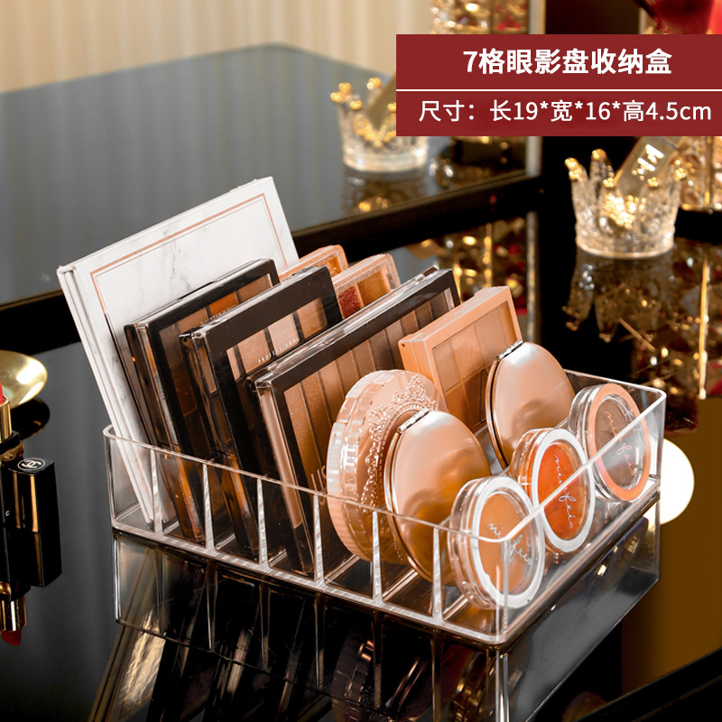 Bandeja de sombra de ojos caja de almacenamiento de cosméticos lápiz labial pastel en polvo Blush rack de almacenamiento de escritorio cajón de plástico transparente dividido