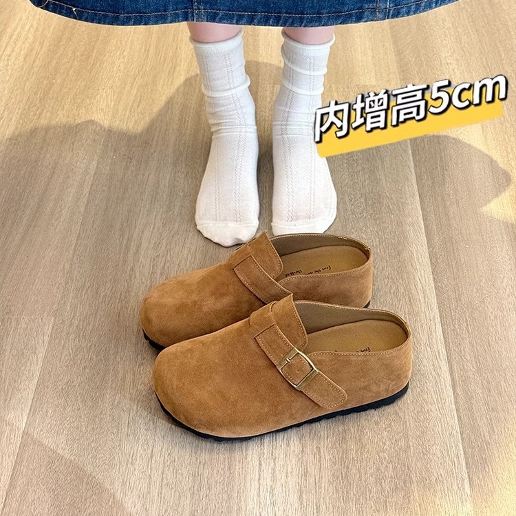 Incrementado en 5cm ~ Boken shoes mujer 2025 nueva primavera y otoño Baotou medias pantuflas mujeres usan un pie zapatos Boken