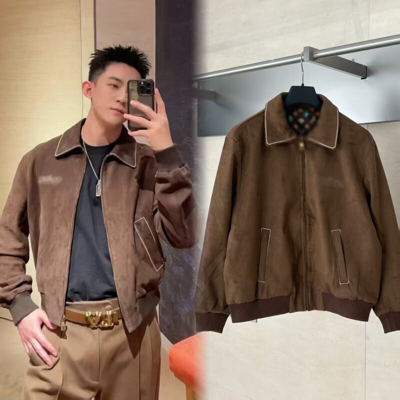 Donkeyjia Correct Version High Version 25Fw Embroidered Suede Cow Leather Bomber Jacket