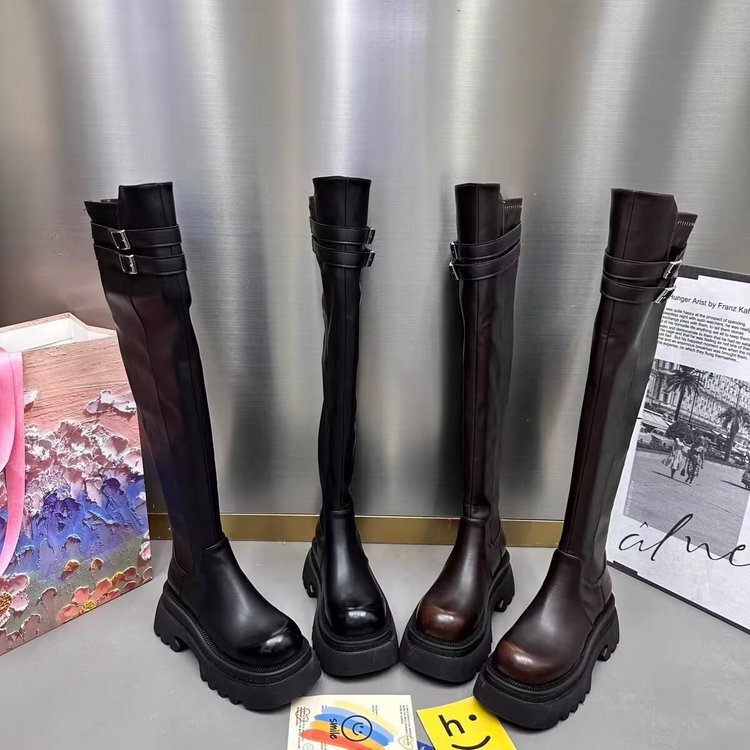 Huge Legs Skinny ~ ~ Thick Bottom Knee Rider Boots Not Small Boots High Heel Joker Increased Knee Boots Women