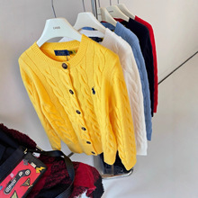 过验版RL拉夫秋冬开衫绞花针织上衣加厚毛衣女宽松麻花羊毛衫外套