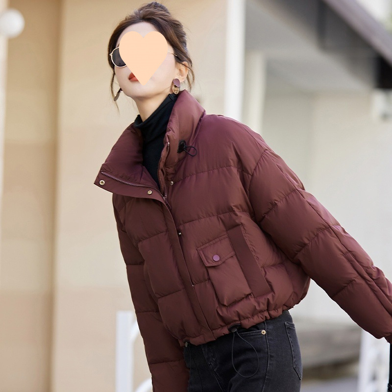 Down cotton jacket short new winter cotton jacket fashionable 2025 stand collar thickened small bread jacket