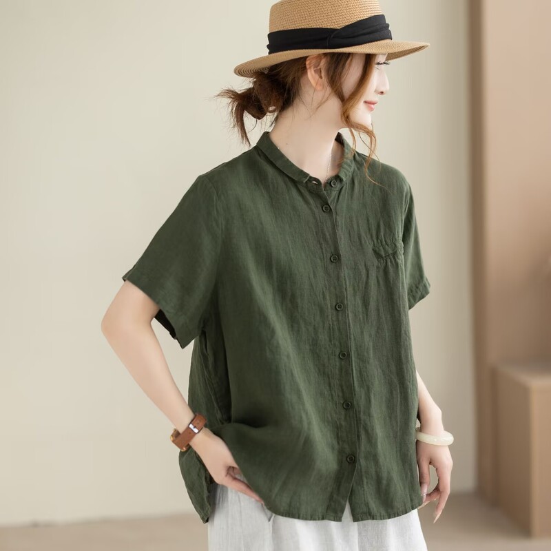 Plus-Size Solid Color Short-Sleeve Shirt for Women, New Summer Style, Light Luxury, Artistic, High-End, Loose-Fitting, Versatile Short-Sleeve Top for Women Plus-Size Solid Color Short-Sleeve Shirt for Women, New Summer Style, Light Luxury, Artistic, High-End, Loose-Fitting, Versatile Short-Sleeve Top for Women