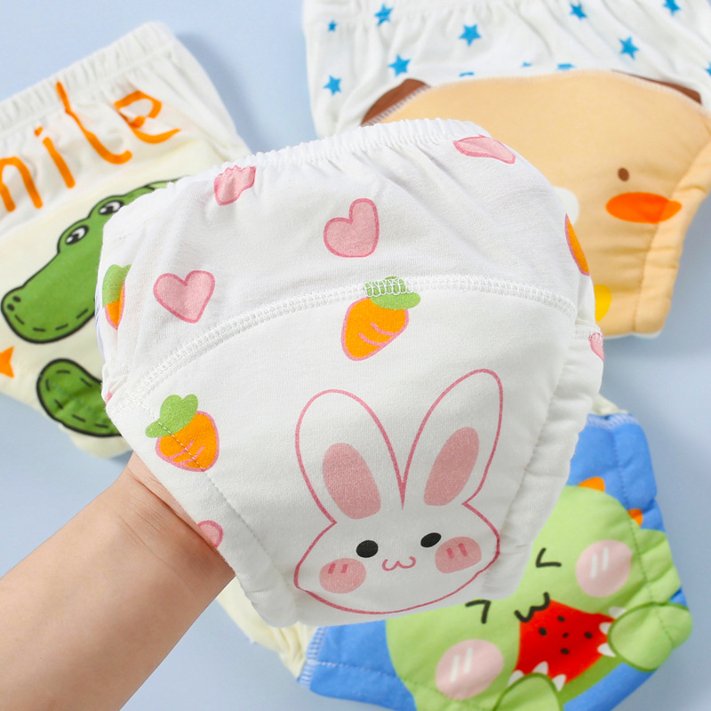 Baby Toilet Training Pants Anti-side Leakage and Urine-barrier Positioning Flower Pure Cotton Washable Underwear Diaper-resistant Cloth Urine Underwear
