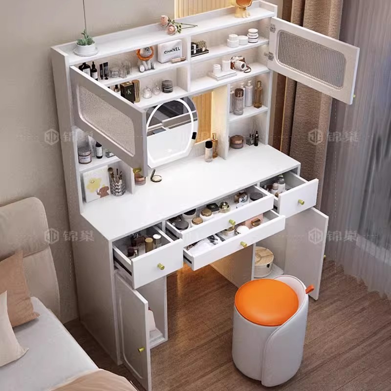 Comodador de dormitorio simple mesa de maquillaje moderna mesa de maquillaje casera francesa mesa de maquillaje cabecera mesa de maquillaje gabinete todo en uno