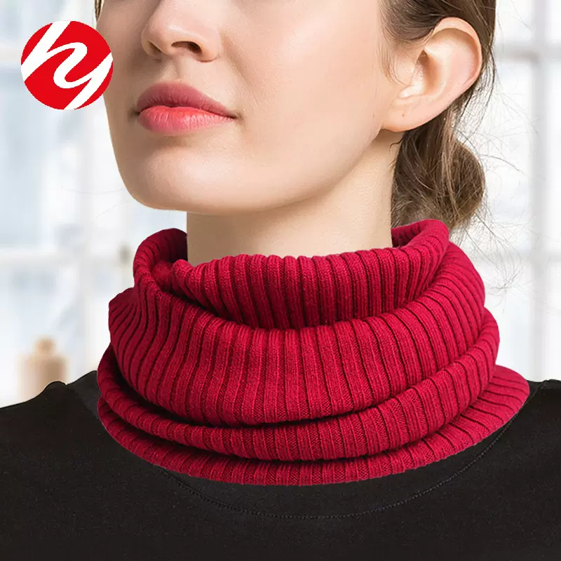 华业秋冬真丝羊绒围脖男女保暖针织骑行防风套头脖套丝巾羊毛围巾