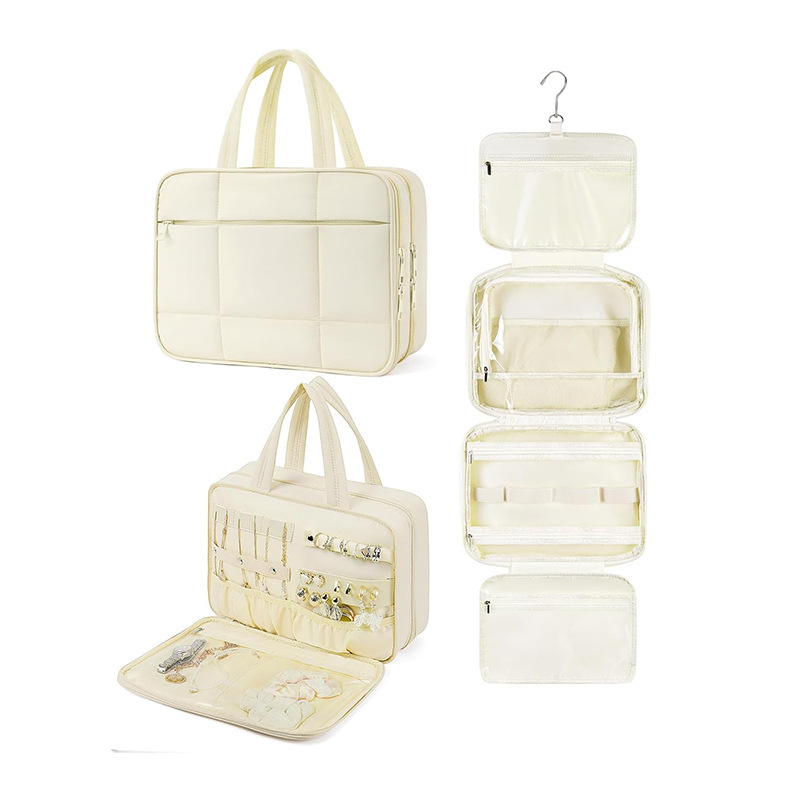Amazon nueva bolsa de maquillaje ligera bolsa de baño de viaje con bolsa de joyería bolsa de maquillaje de viaje