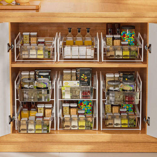 Kitchen rack floor-standing under-sink storage rack household layered cabinet rack multi-functional pull-out sink storage rack