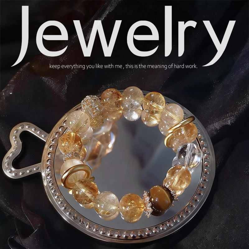 Natural Yellow Tower Crystal Tiger Eye Stone Crystal Bracelet Light Luxury High-End Design Live Broadcast Wholesale Factory