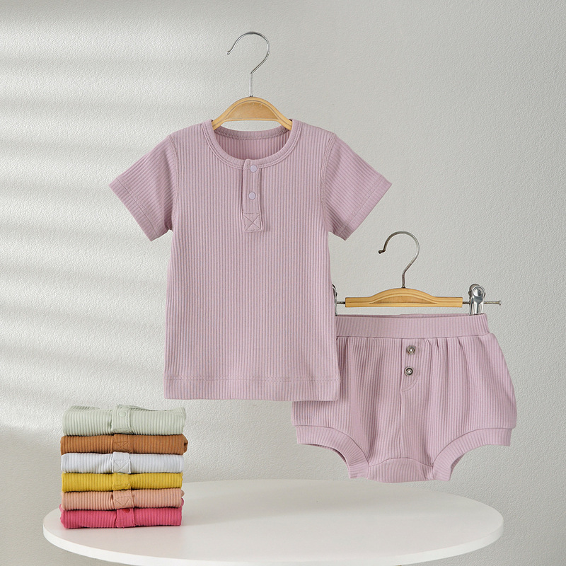 Baby Summer suit Short-sleeved T-shirt Shorts Cover-up Pants Two-piece Breathable Pajamas Air-conditioning Clothing 0-1 Years Old Clothes